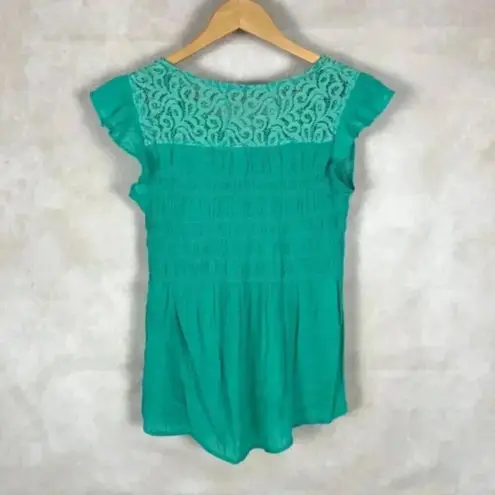 MINE Green Lace Back Babydoll Top Size Medium