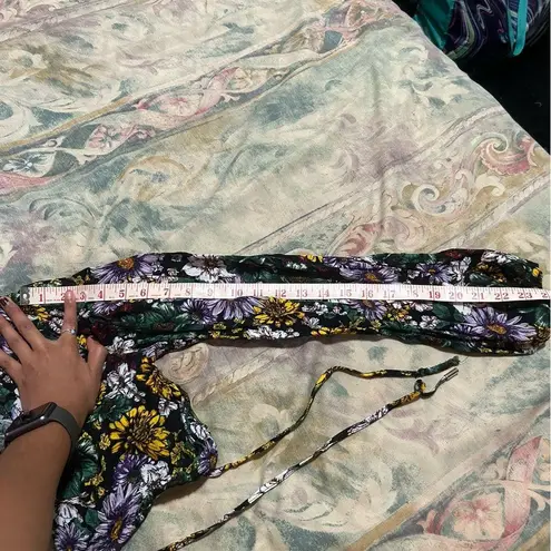 AFRM Tie Front Long Sleeve Floral Top Black Botanical Garden Size M Size M