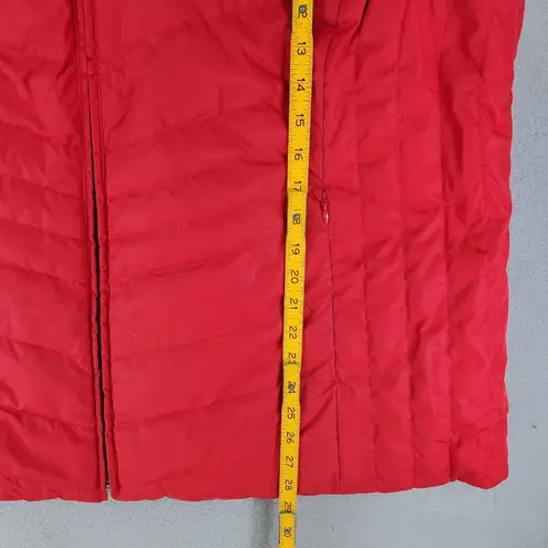 Talbots  Red Down Puffer Vest Removable Faux‎ Fur Collar PLUS 3x Pockets Quilted