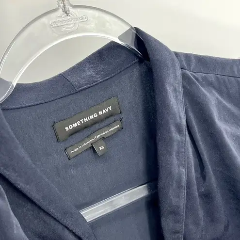 Something Navy Long Sleeve Wrap Front V-Neck Blouse Night Navy XS NWT