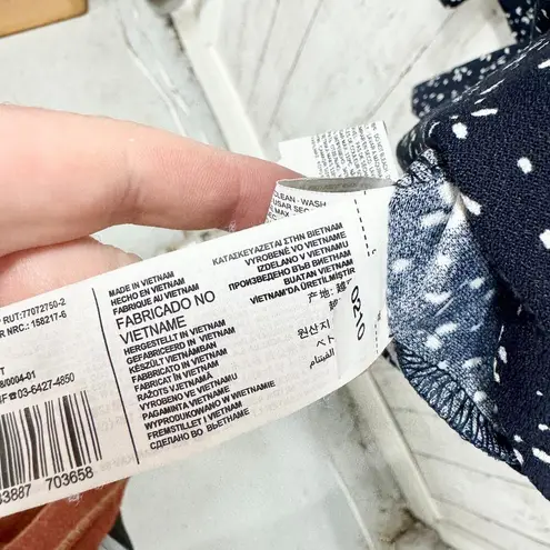 Mango  Romper Women Size XXS Short Sleeve Deep V Navy Blue Floral Summer Jumper