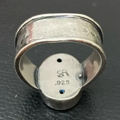 Sterling Silver Vintage Native American Signed SA 925 Blue Teal Stone Ring Sz 8