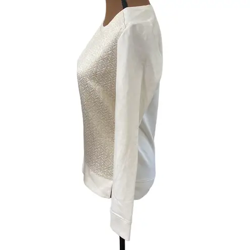 Loft Ann Taylor  oriental metallic jacquard ivory sweatshirt size XS