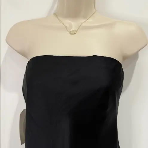 NWT Donni Satiny Tube Top Medium Black Satin Revolve Chic