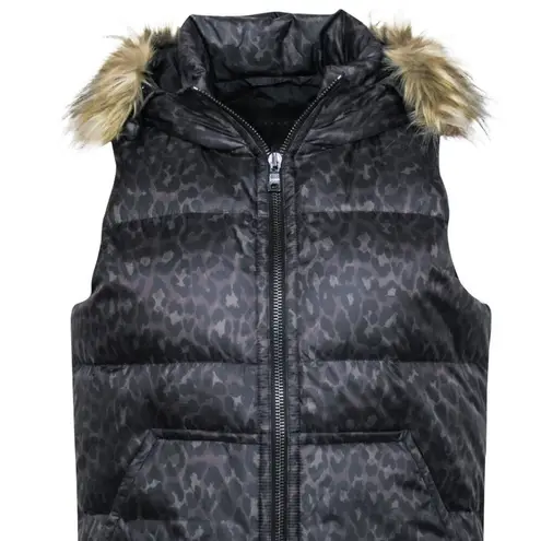 Coach  FAUX FUR LEOPARD ANIMAL PRINT PUFFER VEST BROWN SIZE MEDIUM