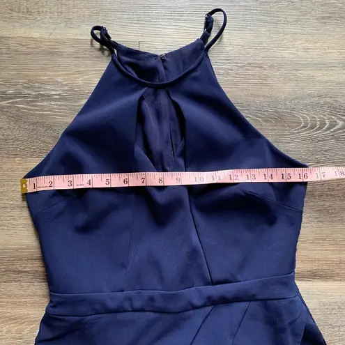 Adelyn Rae Navy Blue Halter Asymmetrical Mini Dress M