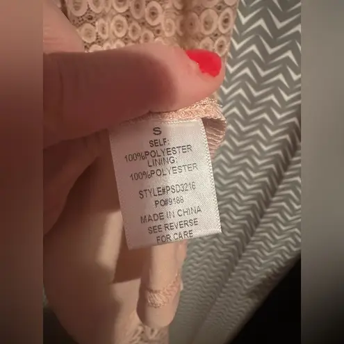 Polagram | Peach Eyelet Lace Midi Dress, Size S.