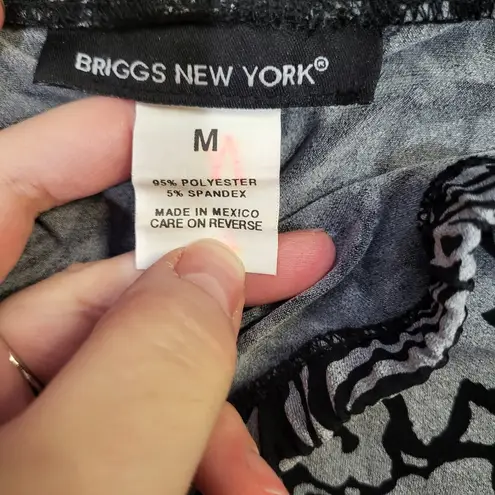 Briggs New York Black & Gray Floral Stretch Flare Skirt Sz M