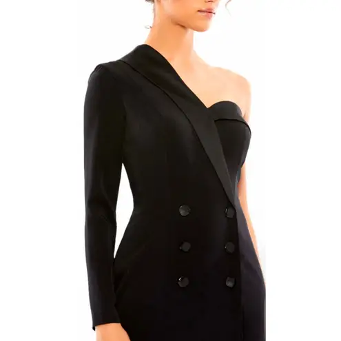 Mac Duggal Black One Sleeve Tuxedo Dress Mini Size 2