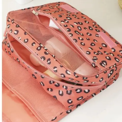 Pink Leopard Print Travel Toiletry Bag