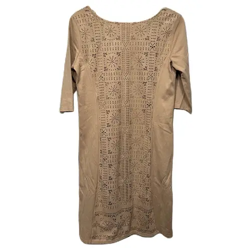 Nurture Boho Midi Suede Geometric Modern Pattern Size Medium Dress Tan