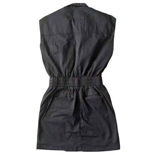 Pistola Rosie Smocked Solid Black Short Sleeve Utility Mini Dress Size Small