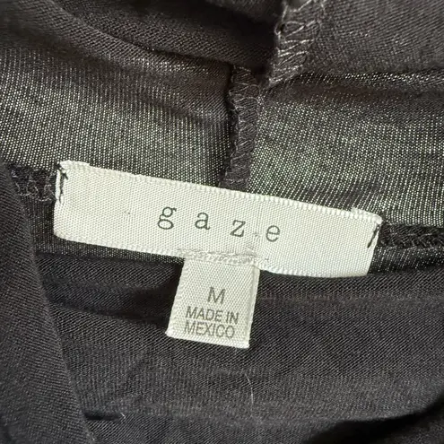 gaze sz M Black Lightweight Knit Long Sleeve Top Cowl Neck facemask Size M