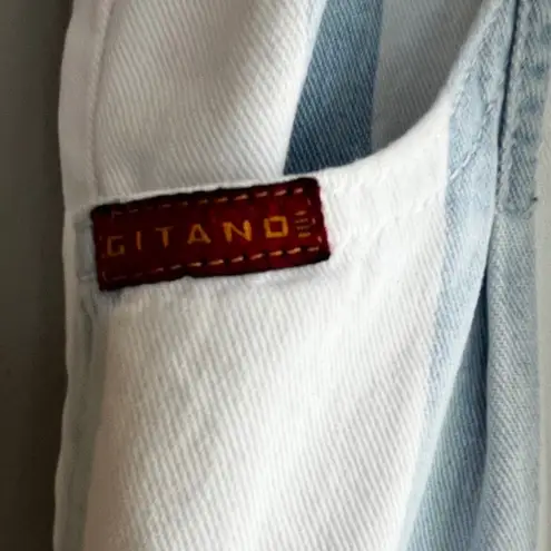 Vintage Gitano Striped High Waist Denim Pants Elastic Waistband Casual Jeans 16 Blue