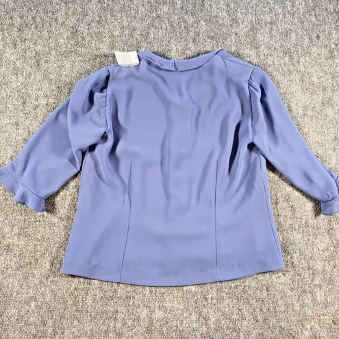 Danny & Nicole Lavender Polyester Lined Top Faux Pearl Buttons Ruffle Size 12