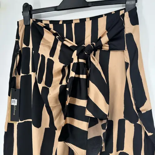 Donna Karan Rustic Chic Geometric Sarong Midi Skirt size 14 Tie Waist
