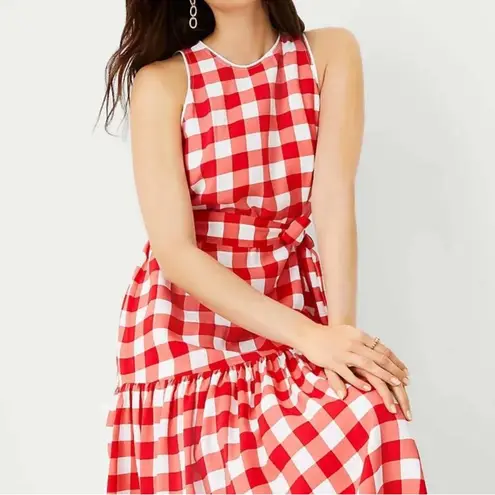 Ann Taylor  Red Gingham Halter Midi Dress – Size S (NWT)