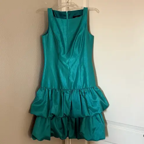 ABS Allen Schwartz ABS by Allen Schwartz Teal Taffeta Bubble Hem Party Dress Size 6 USA Made Retro