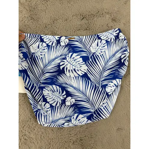 NWT Simply Fit Swimwear Skirt Skort Tankini Bottom Blue White Palm Leaf Print M Blue Size M