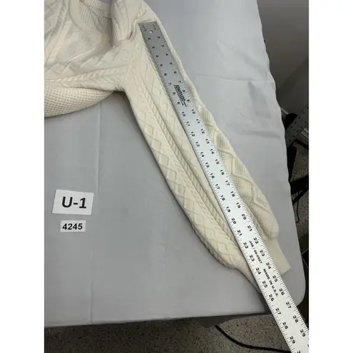 Cyrus Womans Pullover Sweater XL Ivory Crew Neck Long Sleeve Cable Knit