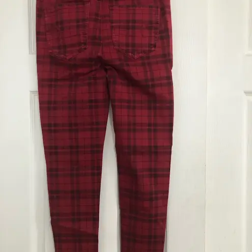 American Eagle  Next level stretch red checkered hi rise jeggings xshort womens 4