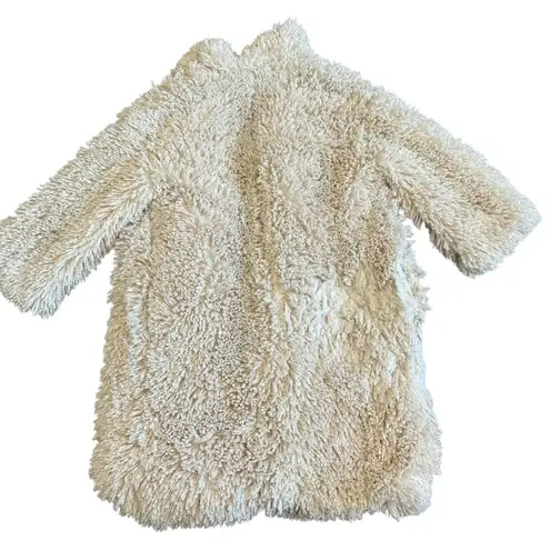 Robert Rodriguez Long-Length Shaggy Faux Fur Coat Cream Jacket Teddy Size XS