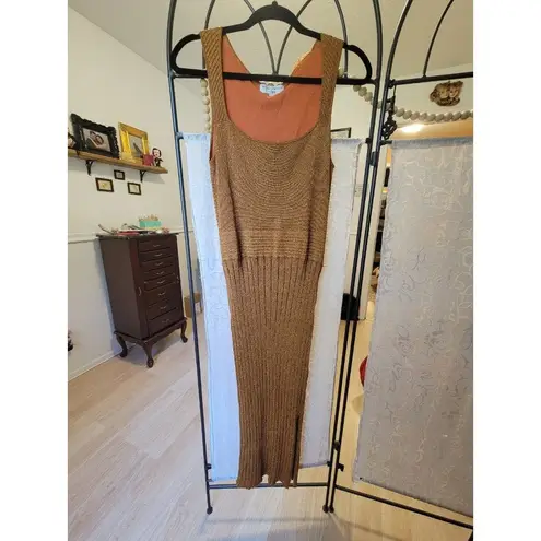Rent the runway sz Large Esteban Cortazar copper midi shimmer knit dress stretch