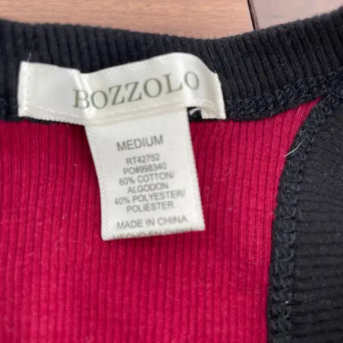 Bozzolo  Ribbed Burgundy Black Trim Racerback Tank Top Size Medium
