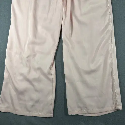 Jason Wu M Light Pink Satin Lounge Pajama Pants White Trim Pull On Pockets