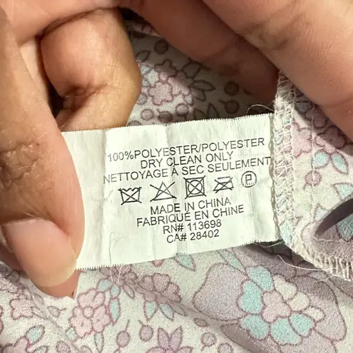 Shoshanna Solado Blouse Women's XS Pink Blue Floral 3/4 Sleeves Split V-Neck