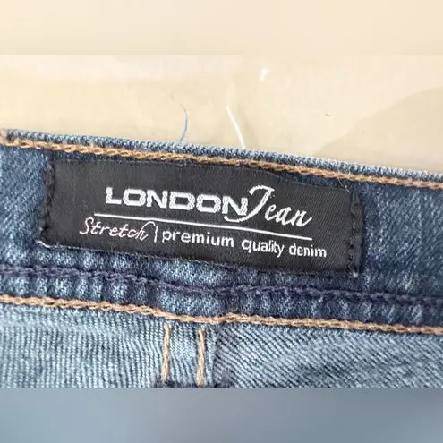 London Jean London Jeans 5 Pocket Denim Blue Jeans 3 Beads On Front Size 10 Wide Leg 70s