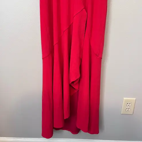 Maeve Anthropologie Open Back Cutout Knit Side Slit Strappy Maxi Dress Red L