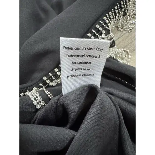 City Triangles Crepe Scoop Neck Sheath Dress with Crystal Fringe Size 5 Juniors Black