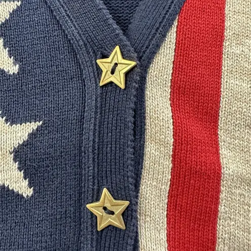 Loft Vintage Sweater  Women 2X Button Up Vest Knit Cotton American Flag Retro USA - Image 2