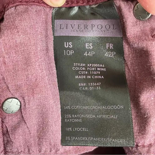 Liverpool Port Wine Skinny Jeans, Size 10P In Great Condition