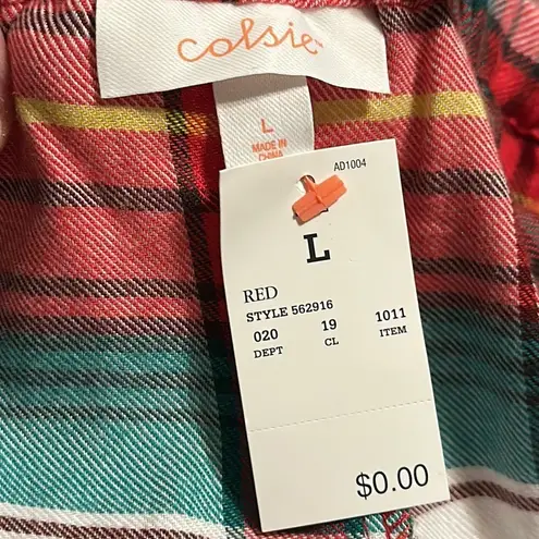 Colsie 2 Piece Plaid Pajama Set Red Green NWT Size L