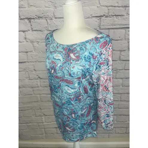 Casey Key Women's Boho Casual Lightweight Resortwear 3/4 Sleeve Top Size Large