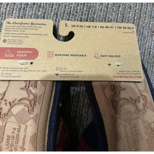 Dearfoams Mama Bear Memory Foam Slippers Buffalo Plaid Fleece Lined Large 9-10