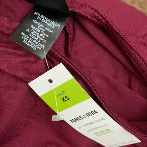 Agnes & Dora NWT 3/4 Sleeve Swing Tunic | Wine Modal