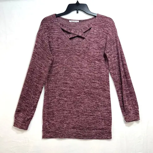 Pink Milly Cross Collar Sweater Pink Cute Size Small Marbled Soft Stretch Winter