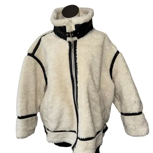 NWOT And Now This Trendy Plus Faux Sherpa Moto Jacket Contrast Stitch SZ