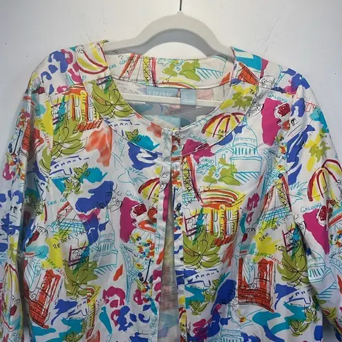 Liz&Me Open Blazer 3/4 Sleeve French theme novelty print 100% Cotton size 0X