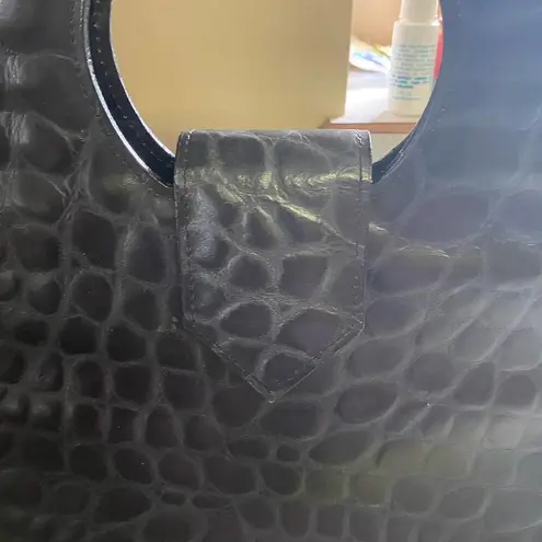 Croc Embossed Coastal Cowgirl Vintage Quiet Luxury Minimalist Western Bag Black