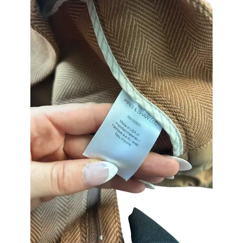 Veronica Beard Cormac Trouser Tan Herringbone Cropped Wide Leg Pants Size 10