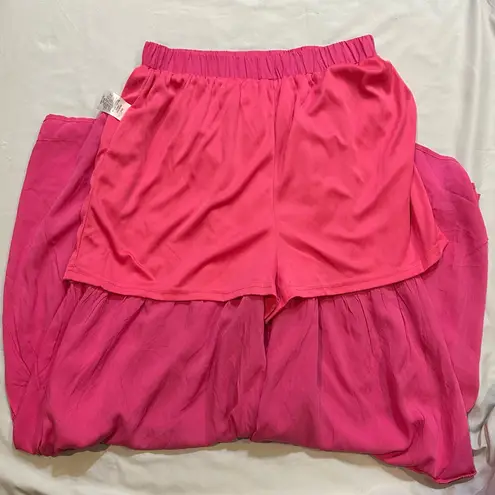 Main Strip Fuchsia Tiered Wide Leg Pants