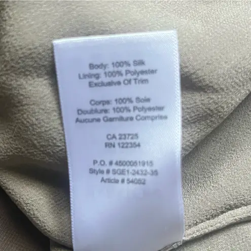 Babaton Aritzia 100% Silk Tan Surplice Long Sleeve Peplum Blouse Size S Career