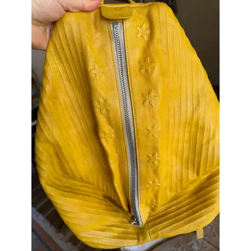 Opelle Mustard Yellow Genuine Leather Backpack Sling Bag Women Zip Closure