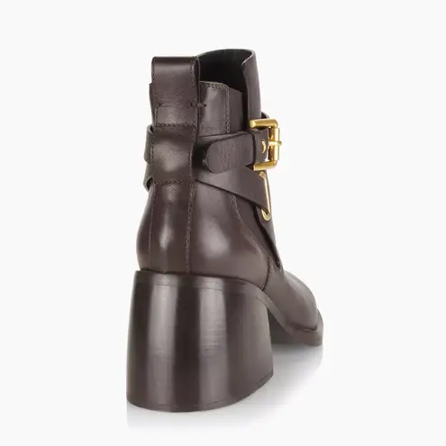 See By Chloe See by Chloé Dark Brown Calf Averi Block Heel Leather Bootie, Size 41 w/DustBag