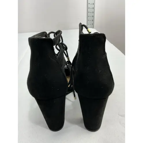 Womans Christian Siriano Ankle shoe 6.5 Black Strappy Tie Block Heel