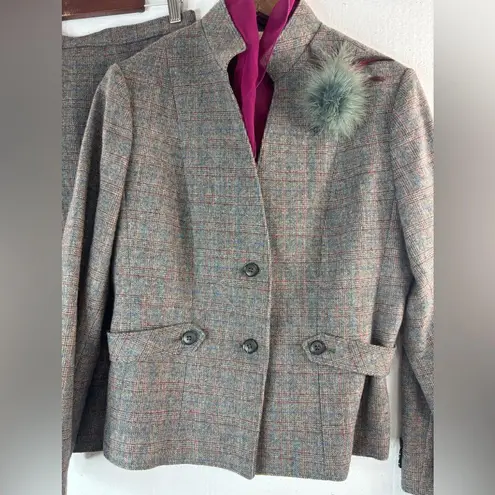 Union Made 4 Wool Gray Plaid Skirt Blazer Suit